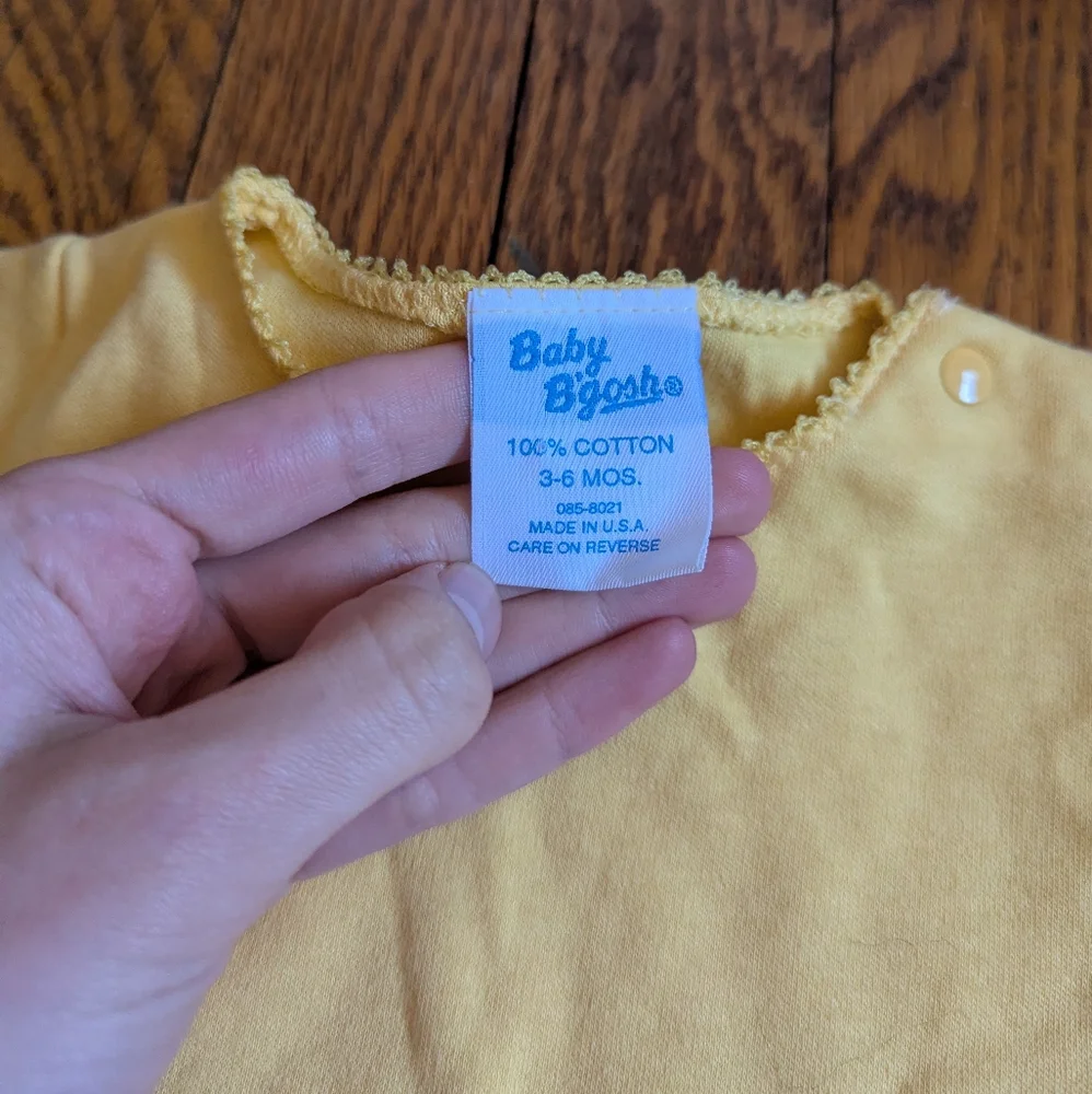 Vintage Baby Oshkosh Bgosh Yellow Floral One-piece Onesie 3-6M